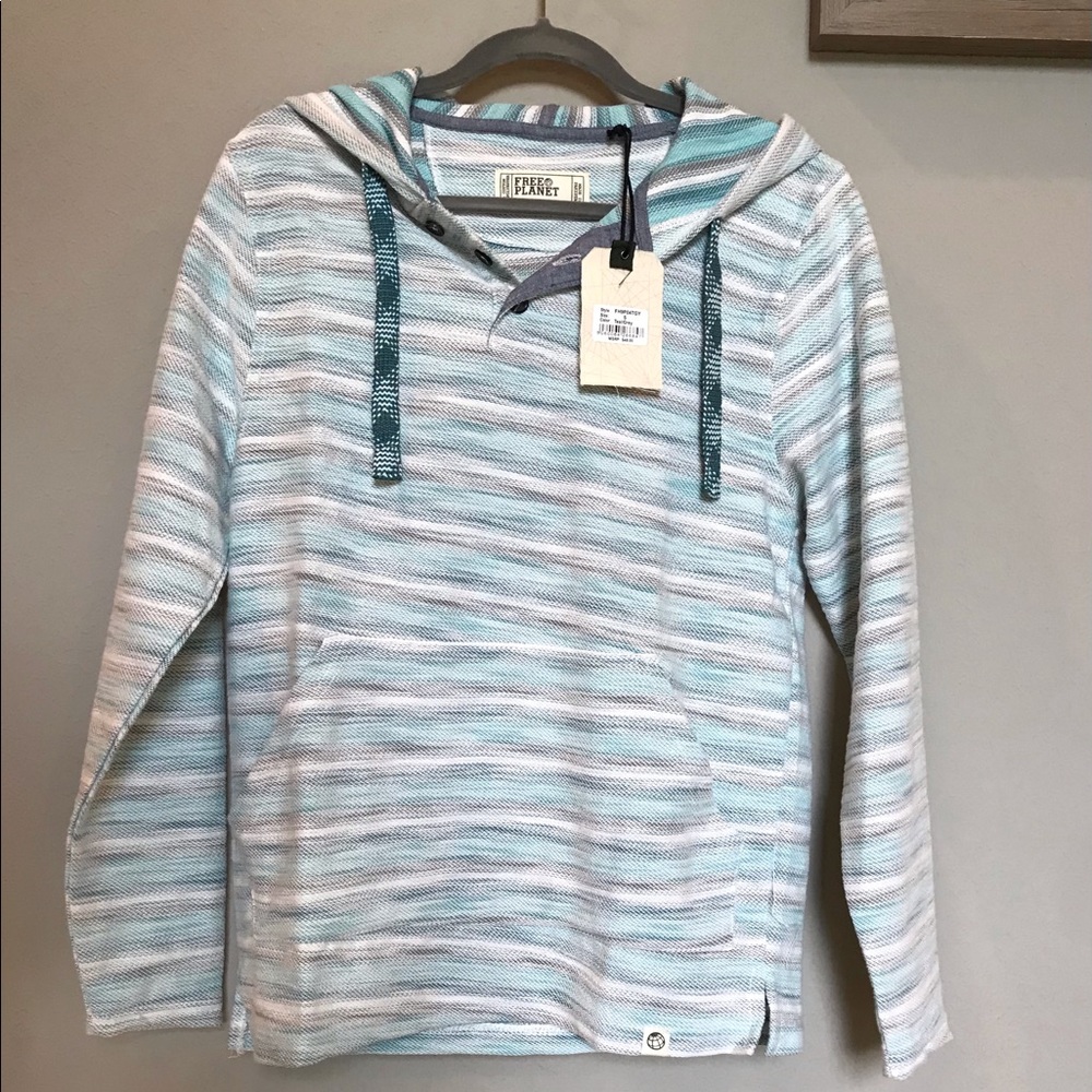 Free Planet Woven Hooded Long Sleeve Top